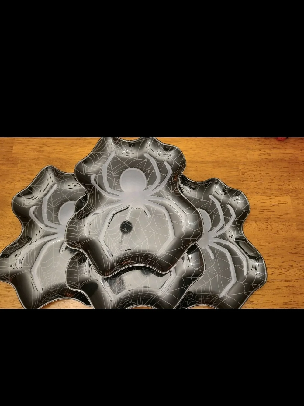 Set of 4 Black & Gray Spider Melamine Plate 9.8